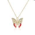 Butterfly Demon Eye Color Necklace Enamel Oil Drop Color Copper Gold Plated Necklace Wholesale