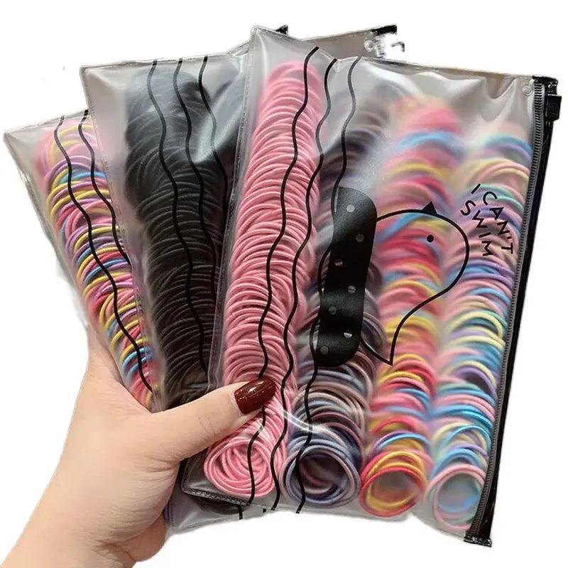 500pcs/Bag Wholesale Hair Accessories Multicolor Hair Ring Baby Hair Ties Kids Rubber Elastic Headband