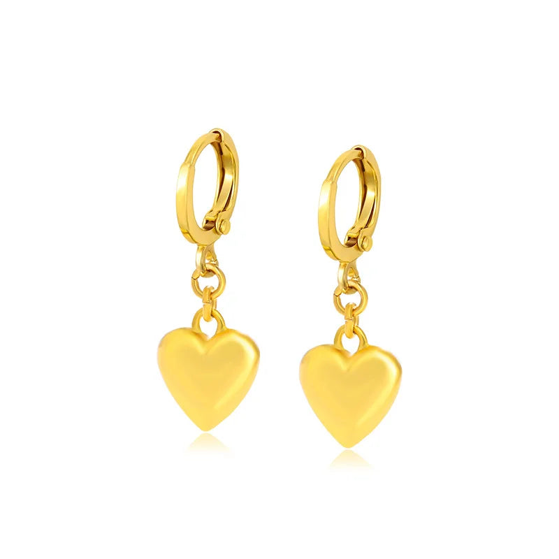 Trendy Bijoux Acier Inoxydable Fine Jewelry Huggie Earring Diamond Heart Hoop Earrings for Women