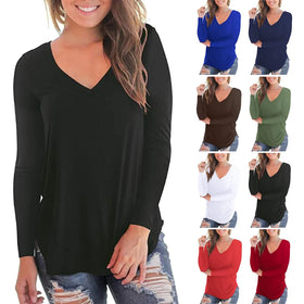 Women's Lightweight Long-Sleeve V-Neck Tunic Sweater