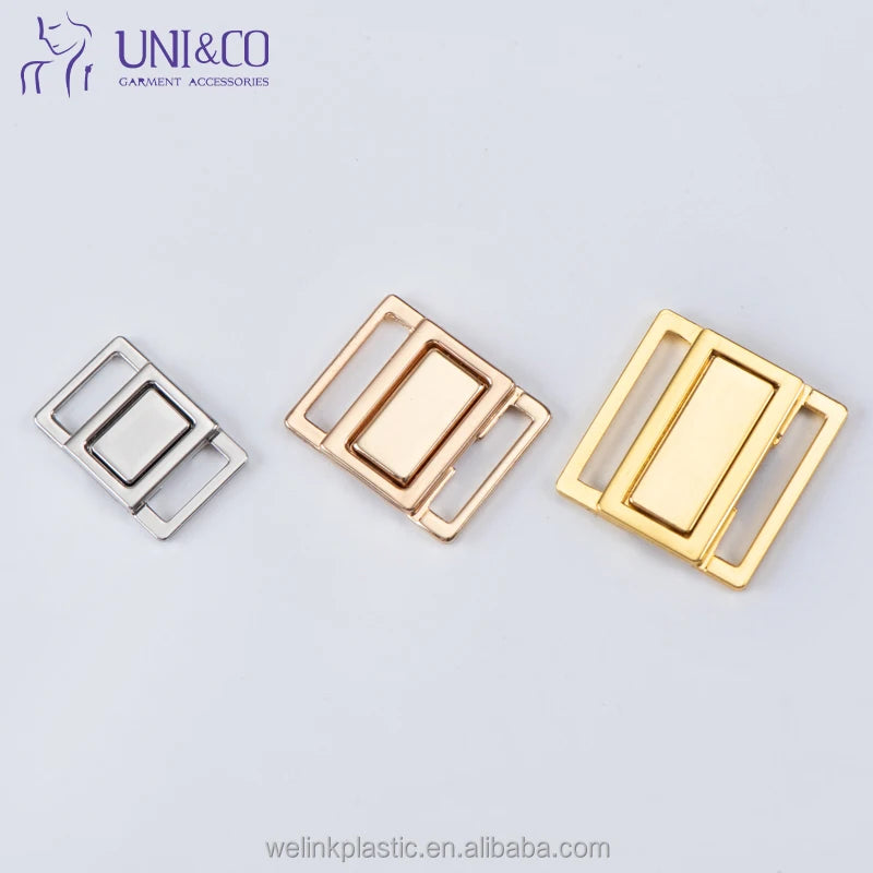 2024 Custom Swimwear Hardware Zinc-alloy Nickel-Free Eco-friendly Square Bikini Clasp Metal Bra Front Closure Connecting Buckle