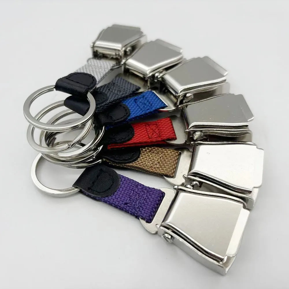 Detachable Mini Safety Seatbelt Plane Buckle Keychain Strap Key Chain for Flight Keyes Airplane Airline Small Aviation Gifts
