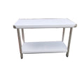 Guanbai Stainless Steel Work Bench Table Sorting Table With Backsplash Under Shelf Kitchen Double Overshelf Work Bench