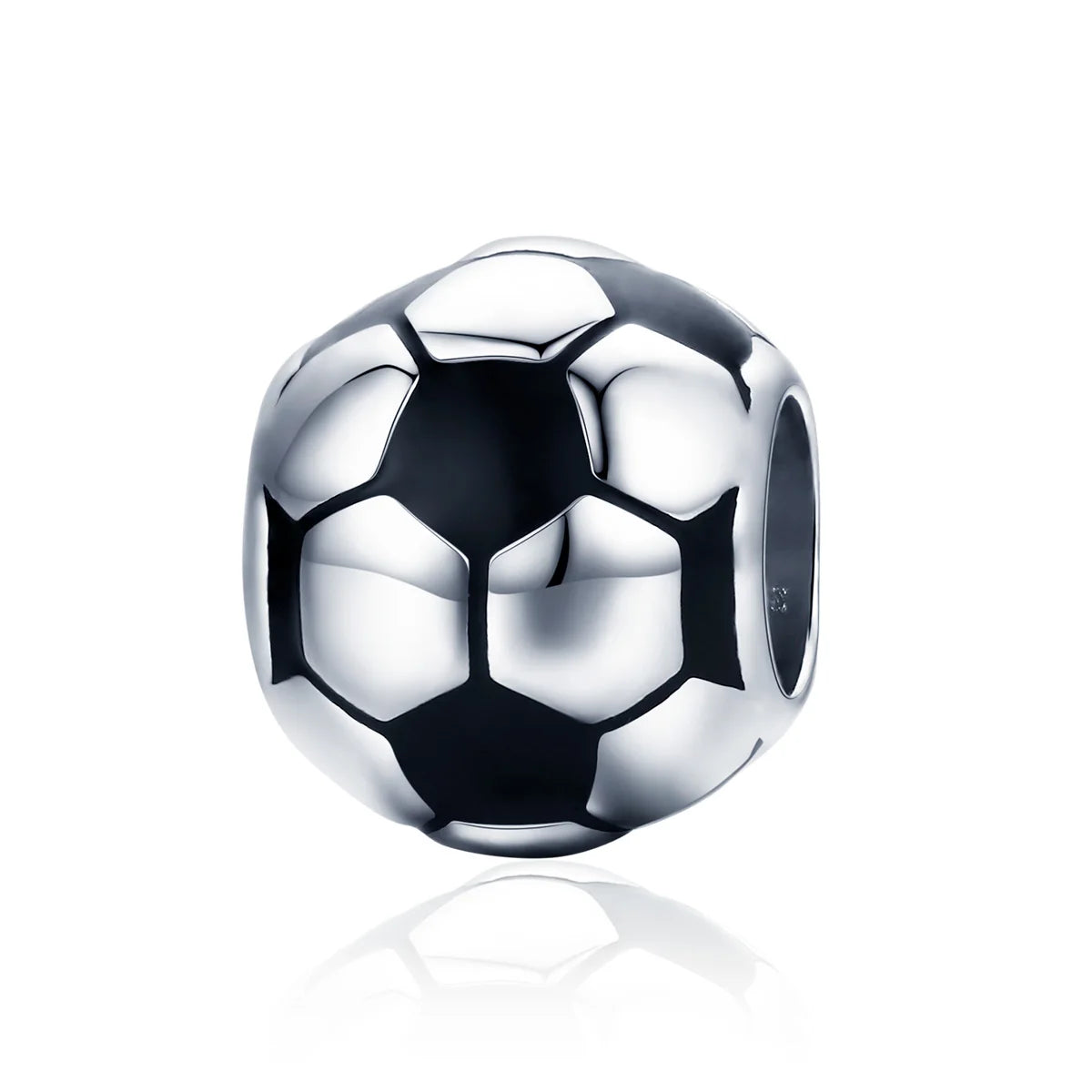 925 Sterling Silver Football Bead Sport Jewelry Charm for Women Fit Bracelet Necklace Gift for Soccer Fan SCC666