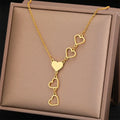 Wholesale No Fade Stainless Steel 18k Gold Plated Luxury Elegant Dainty Heart Love Tassel Pendant Necklace