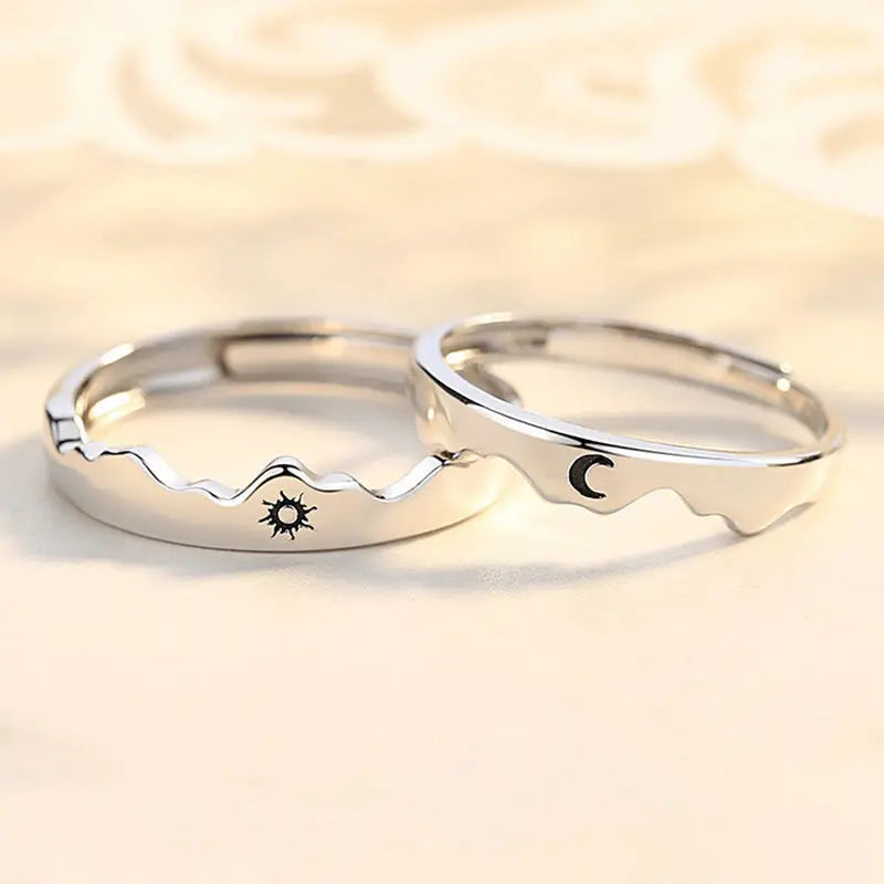 Sun Moon Couple Rings Open Adjustable Ring Each Other Lover Couple Friends Gift Wedding Jewelry Rings