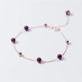 Wholesale Customized Ladies Teens 925 Sterling Silver Bracelet Fashion Party Jewelry with Gold Plating Garnet Bead Accessory
