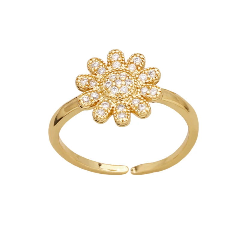 High-Grade 925 Silver CZ Flower Petal Ring Vintage Style Women's Jewelry for Casual & Formal Wear for Wedding Engagement