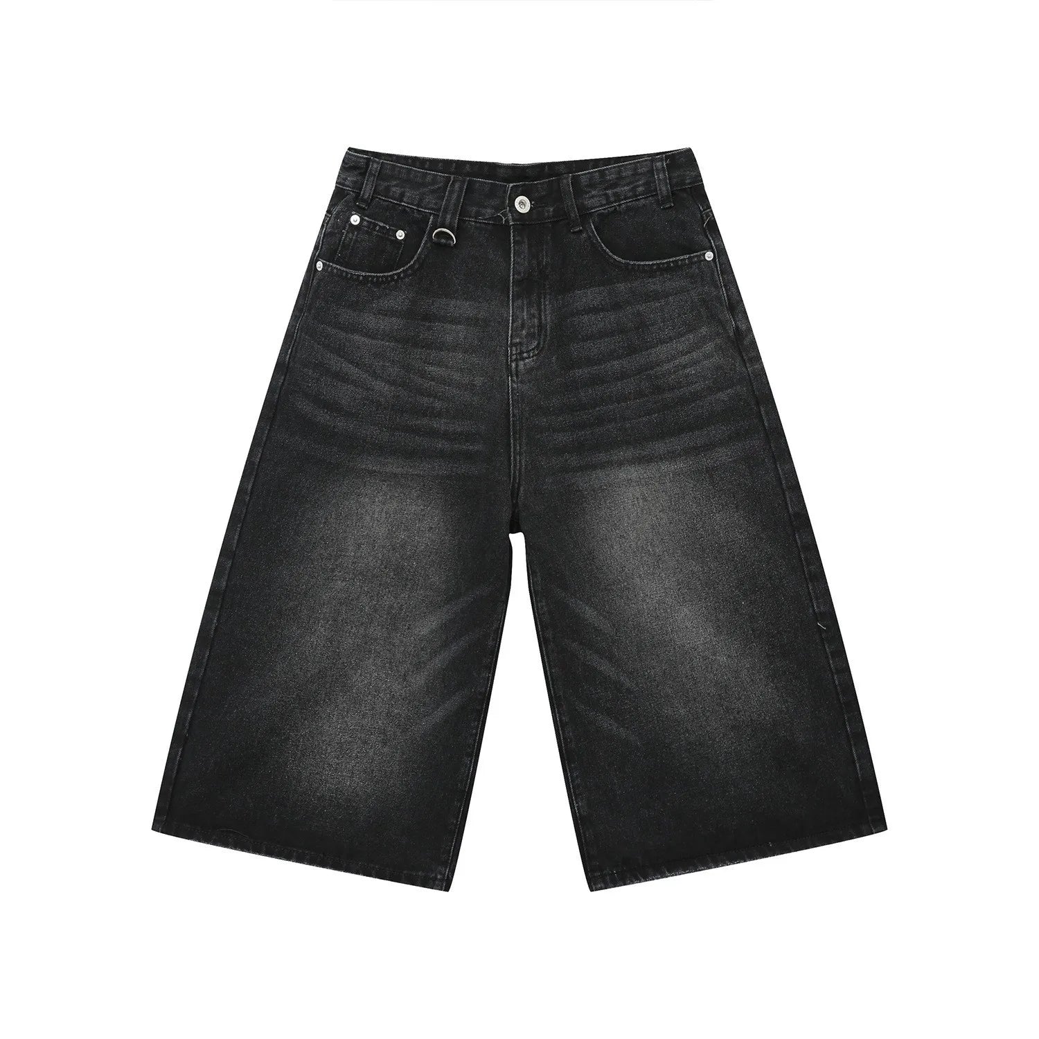 Summer Streetwear Straight Custom Baggy Distressed Dark Washed Cotton Denim Shorts Men Vintage Fashion Jeans Men Shorts