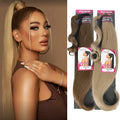 Julianna Wholesale 28Inches Long Smooth Yaki Straight Hairpiece Synthetic Clip Wrap Around Ponytail Hair Extension