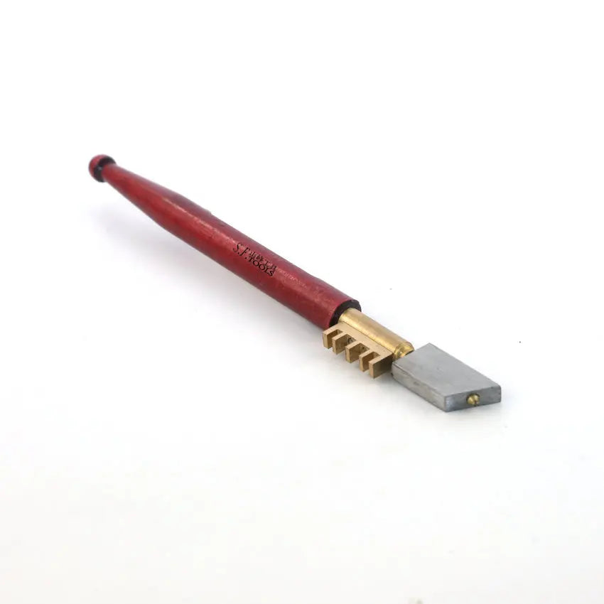 Professional Diamond Glass Cutter with Wooden Handle Iron Plate Blade 3-12mm Thickness Cutting Pen