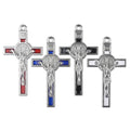 Catholic St Benedict 53mm Crucifix Rosary Religious Plated Metal Charm Cross Pendant in Black Red Blue-for Jewelry Making