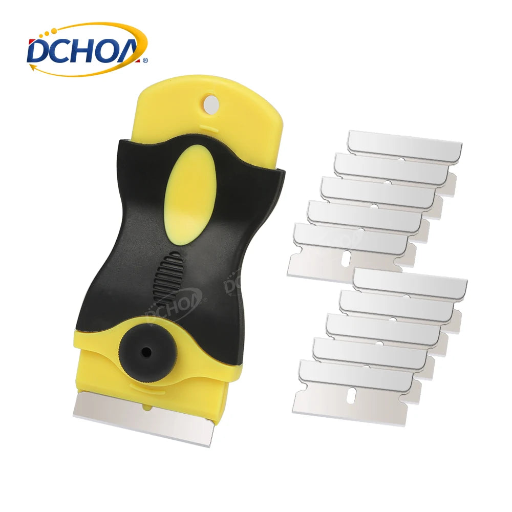 DCHOA DIY Auto Film Sticker Remover Window Glass & Ceramic Scraper with Two-Blade Plastic Handle OEM Customizable
