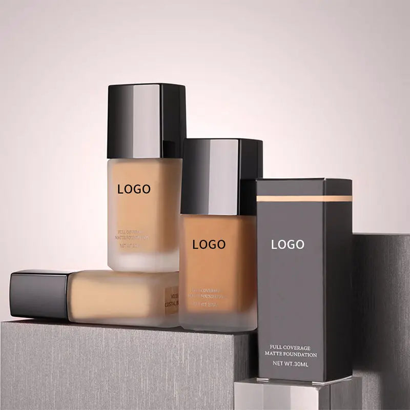 OEM Factory Matte Finish Waterproof Long Lasting Liquid Foundation Full Coverage 18 Color Makeup Foundation for Dark Skin