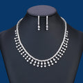 Versatile White Bride Jewelry Set Lover Shape Pattern Necklace Earrings CZ Zircon Wedding Party Attire Engagement Anniversary
