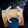 Rotational Ribbon Shape Full White Cubic Zirconia Paved Long Dangle Drop Earrings for Women Unique Designer CZ Party Jewelry