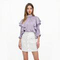 Creative Design Blous Korea Style Purple Blouse Women Formal Shirts for Women Solid Blouse