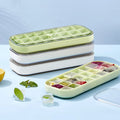 Custom Durable Stackable Plastic Soft Sole Ice Cube Mold Refrigerator Mini Square Easy-Release Ice Tray with Removable Lids