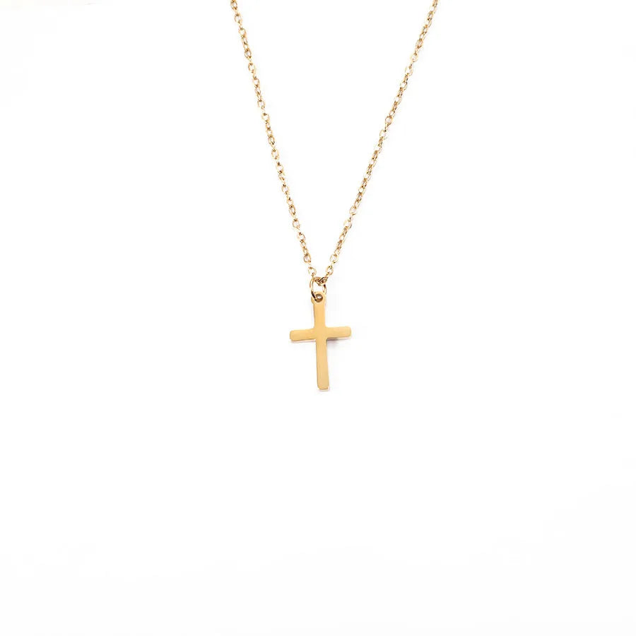Stainless Steel 18K Gold PVD Plated 12*20MM Cross Pendant Necklace Titanium Steel High Polish CrossNecklace