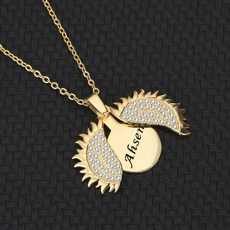 Hot Sale 925 Sterling Silver Micro Insert Zircon Sunflower Pendant Necklace for Women Wholesale