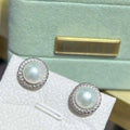 Needle Anti-Hypoallergenic Silver Plated Stud Earrings 7-8MM Natural High-quality AAAA Grade White Cute Twists Design