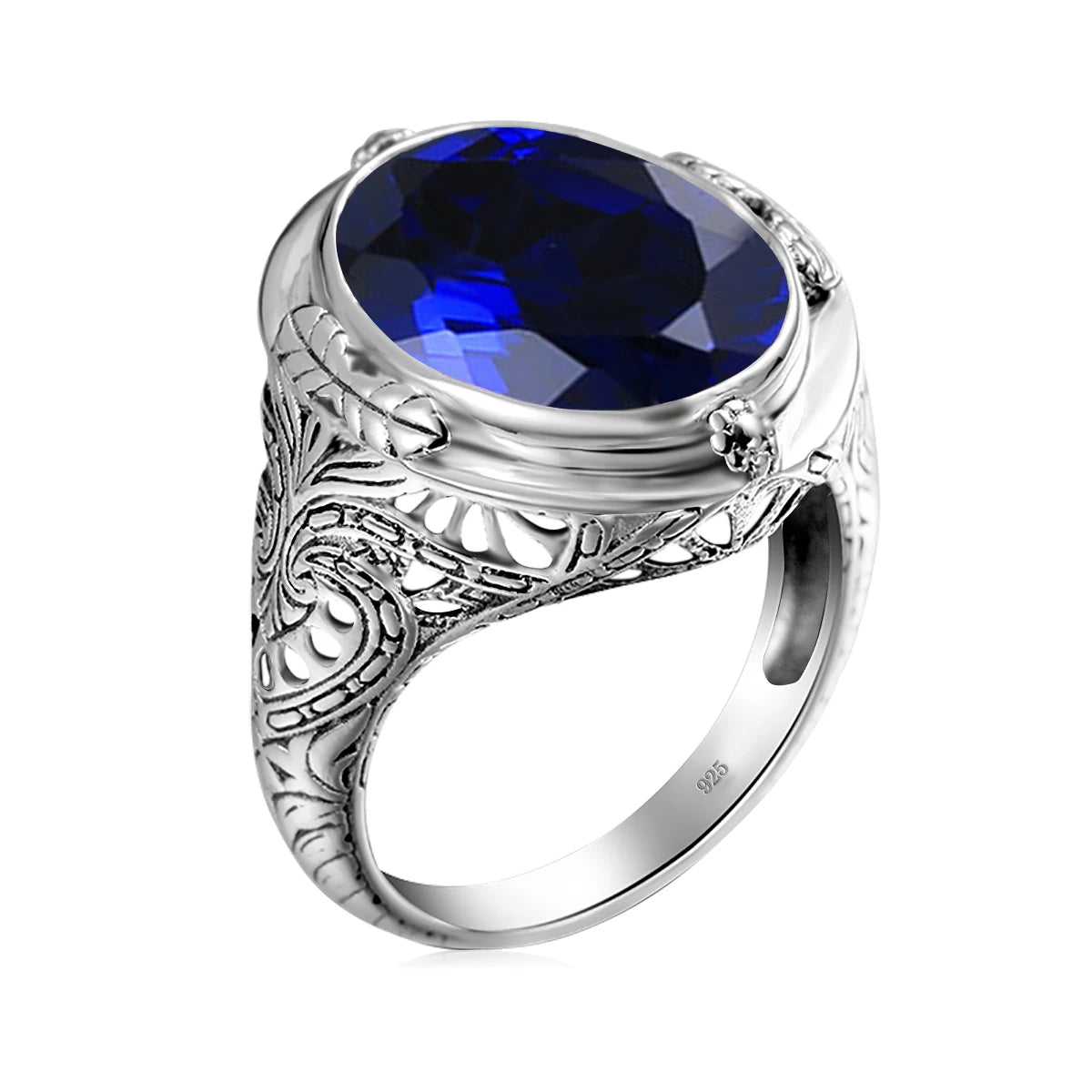 Vintage Evening Rings Jewelry Manufacturer Shenzhen Sapphire Fine Pattern Religious Party Silver Ring Men Turkish