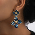 Vintage Custom Metal Enamel Multiplelayers Flower Big Earrings for Women Gold Color Geometric Statement Fashion Jewelry Earring