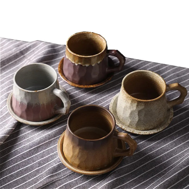 Wholesale 10oz Novelty Personalized Retro Restaurant Hotel Japanese Espresso Ceramic Coffee Tea Cup Mug and Saucer