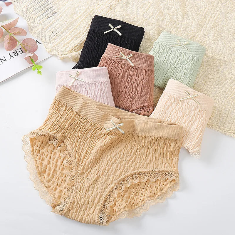 Hot Sale Mid Waist Girl Briefs Pure Nylon Female Underwear Panties Womens Briefs Lady Bow Panties