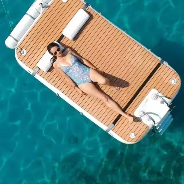 Vanace PVC Inflatable Water Floats Rafts Floating Swim Teak Platform Island Dock for Lake River Sea Drop Stitch Design
