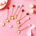 Trending Donut Stainless Steel Dessert Spoon Cartoon Macaron Fruit Fork Ice-Cream Coffee Wedding 10-Piece Flatware Set