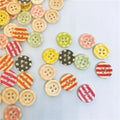 Hot Selling 4 Hole Dot Stripe Printed Craft Round Natural Wood Buttons for Children Sweater