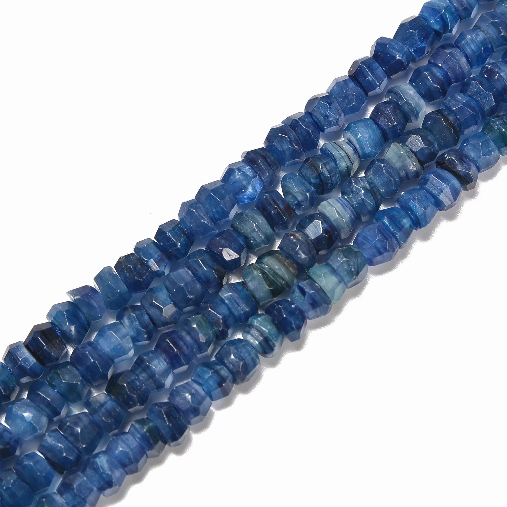 Dark Blue Kyanite Irregular Faceted Rondelle Gemstone Beads Size 3.5x5.5-4x6mm for Jewelry Making Natural Genuine Gemstone Beads