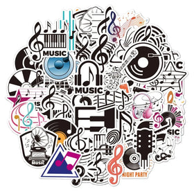Hot Sale 50Pcs Cute Waterproof Vinyl Musical Symbol Stickers Decals for Guitar Laptop Water Bottle Phone Scrapbook