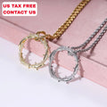 New Design Circle Thorns Jewelry Iced Out 5A Zircon Diamond Pendant Necklace Fashion Circle Design Men Women Made Brass