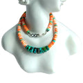 Turquoise and Spiny Oyster 925 Sterling Silver Necklace with Seashell Heishi  Native Southwestern handmade Men's necklace