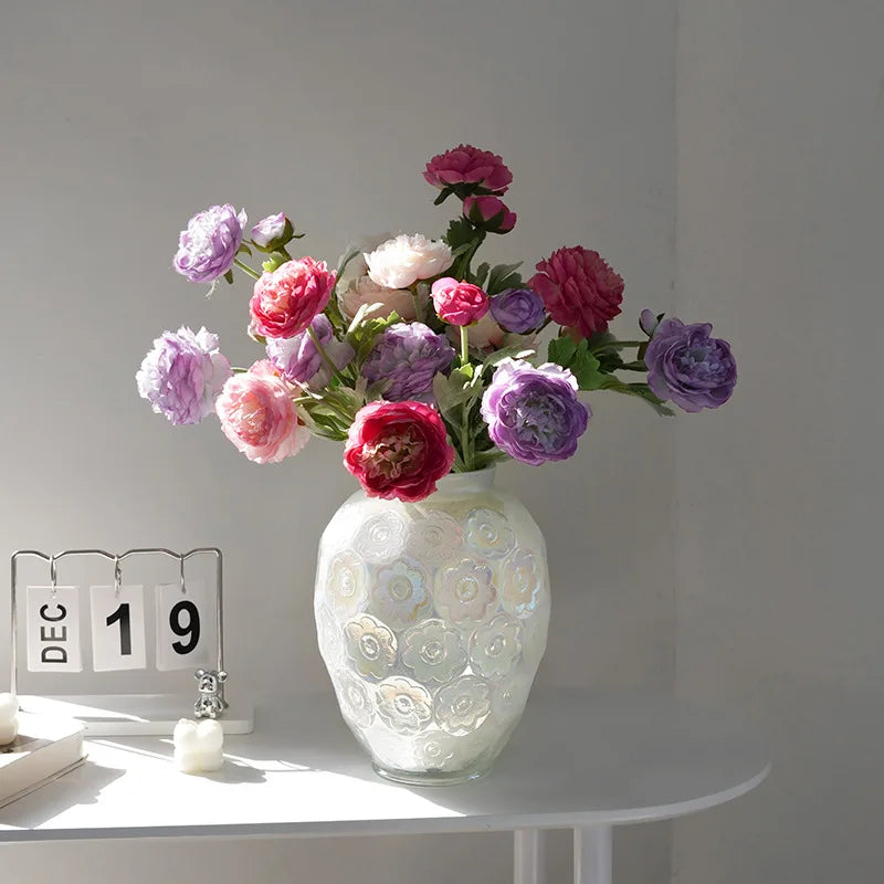 Popular Creative Large Caliber Glass Vase Hydroponic Flowers White Vase Home Decoration Ornaments