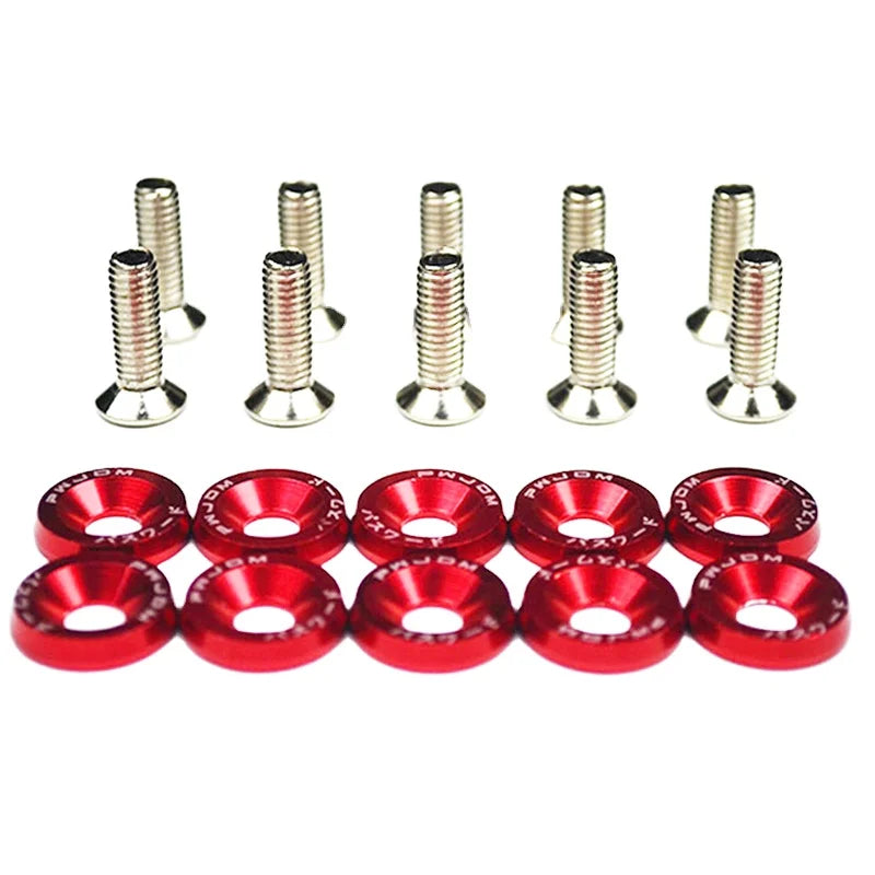 Car Modified Hex Fasteners 10PCS M6 JDM Fender Washer Bumper Engine Concave Screws Fender Washer License Plate Bolts Car-styling
