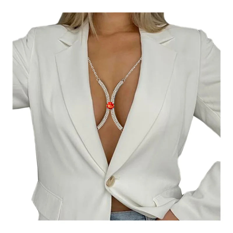 Rhinestone Chest Bracket Bra Chain Body Jewelry Bikini Crystal Body Chain Rhinestone Bra Underwear Sexy Lingerie Chest Chain