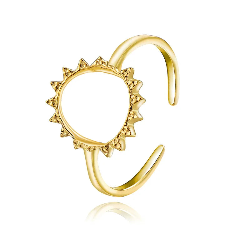 Wholesale Female Bulk Waterproof Chic Eternity Stainless Steel Sun Burning Shape Finger Ring Jewelry China Supplier