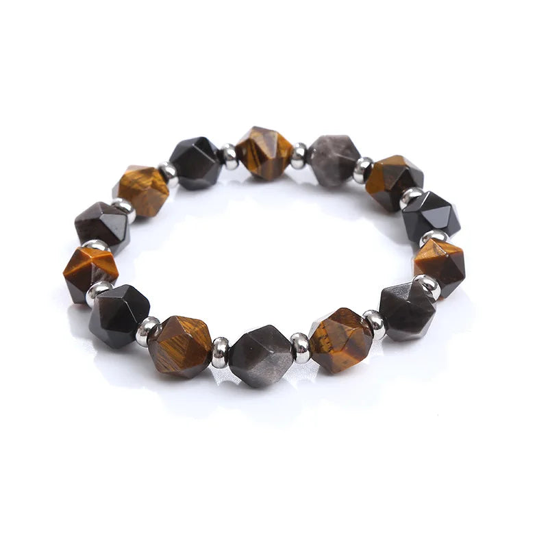 Fan 14k Faceted Bead Bracelet tiger Eye Sodalite Hot Sell Bracelet Natural Beads Silver Obsidian Black Agate Energy Bracelet