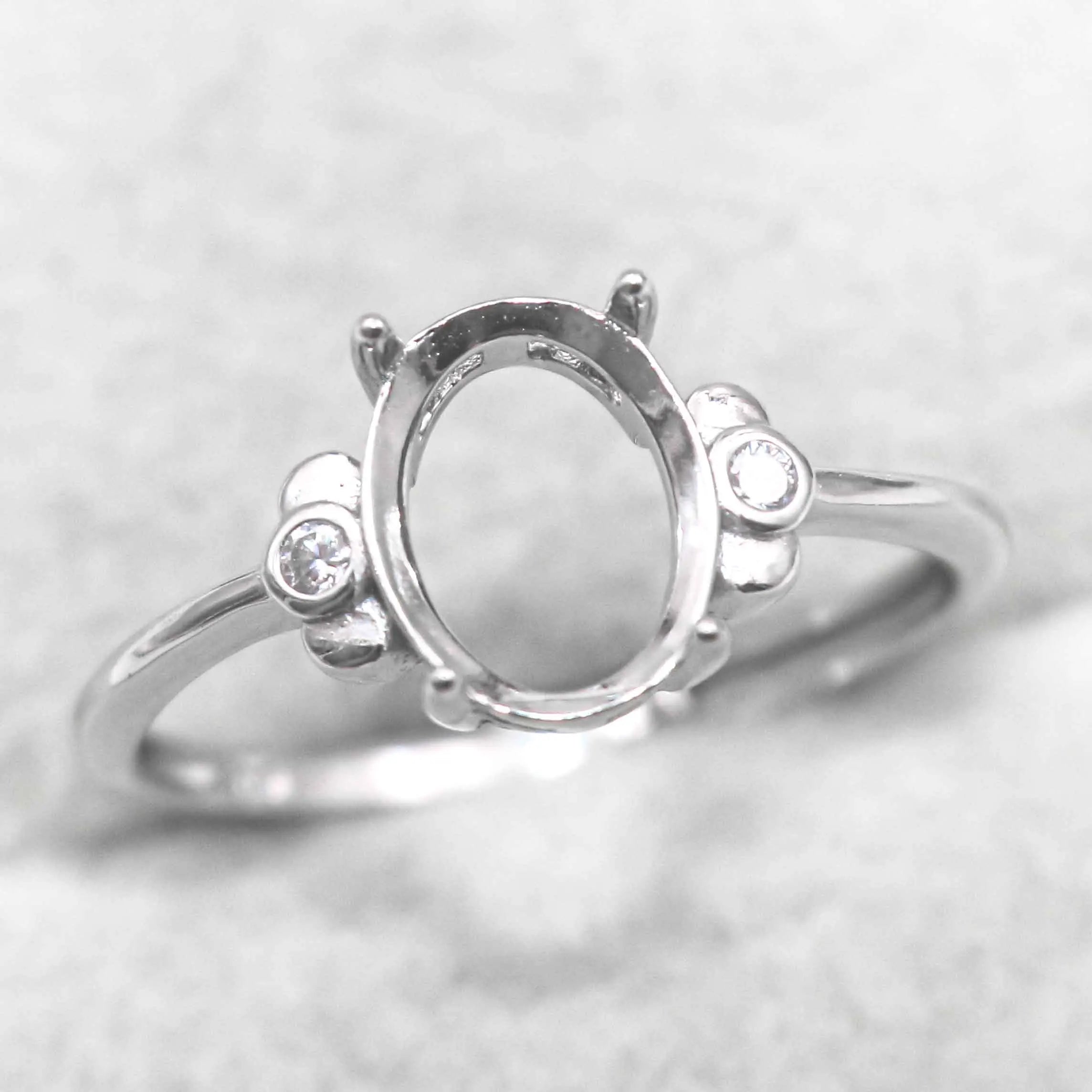 Sterling Silver 5*7/6*8/7*9/8*10/9*11/10*12mm Semi Mount Ring Frame Empty Blank S925 Setting Without Center Stone for DIY Inlay