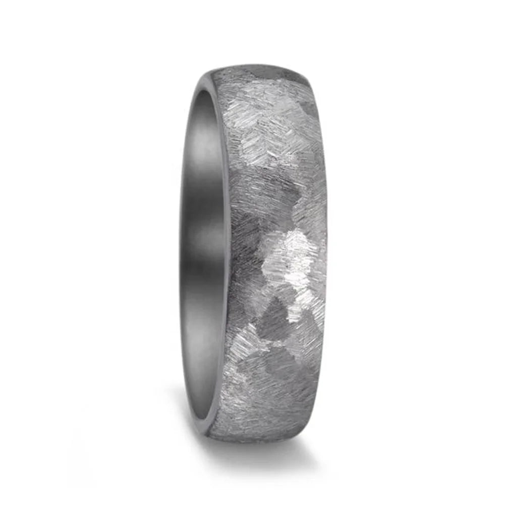 Alin Natural Grey Men Rings Jewelry Pure Tantalum With Zircon Ring Mixed Brushed Finish Tantalum Mens Wedding Bands