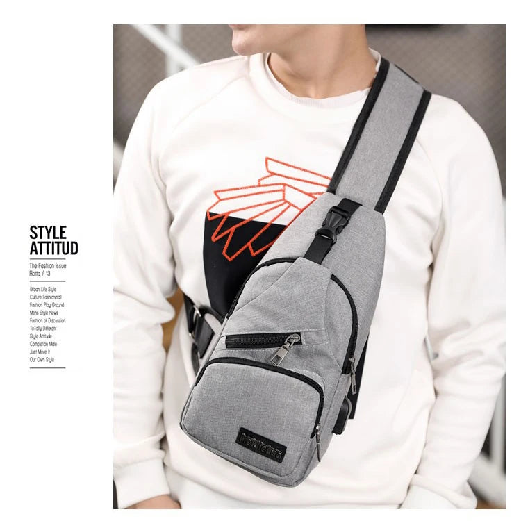 QXMOVING Fashion Portable Chest Messenger Bag for Men Small Fanny Pack for Camping Trekking Outdoor for Winter Autumn Summer