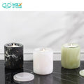 HZX Luxury Aromatherapy Round Onyx Candle Containers Empty Jade Vessel with Stand Lid Elegant Stone Candle Holders & Lanterns