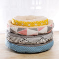 Wholesale Round Fleece Pet Bed Anti-Slip Bottom Warm Fleece Removable Cover Solid Pattern for Dogs Cats Travel Friendly