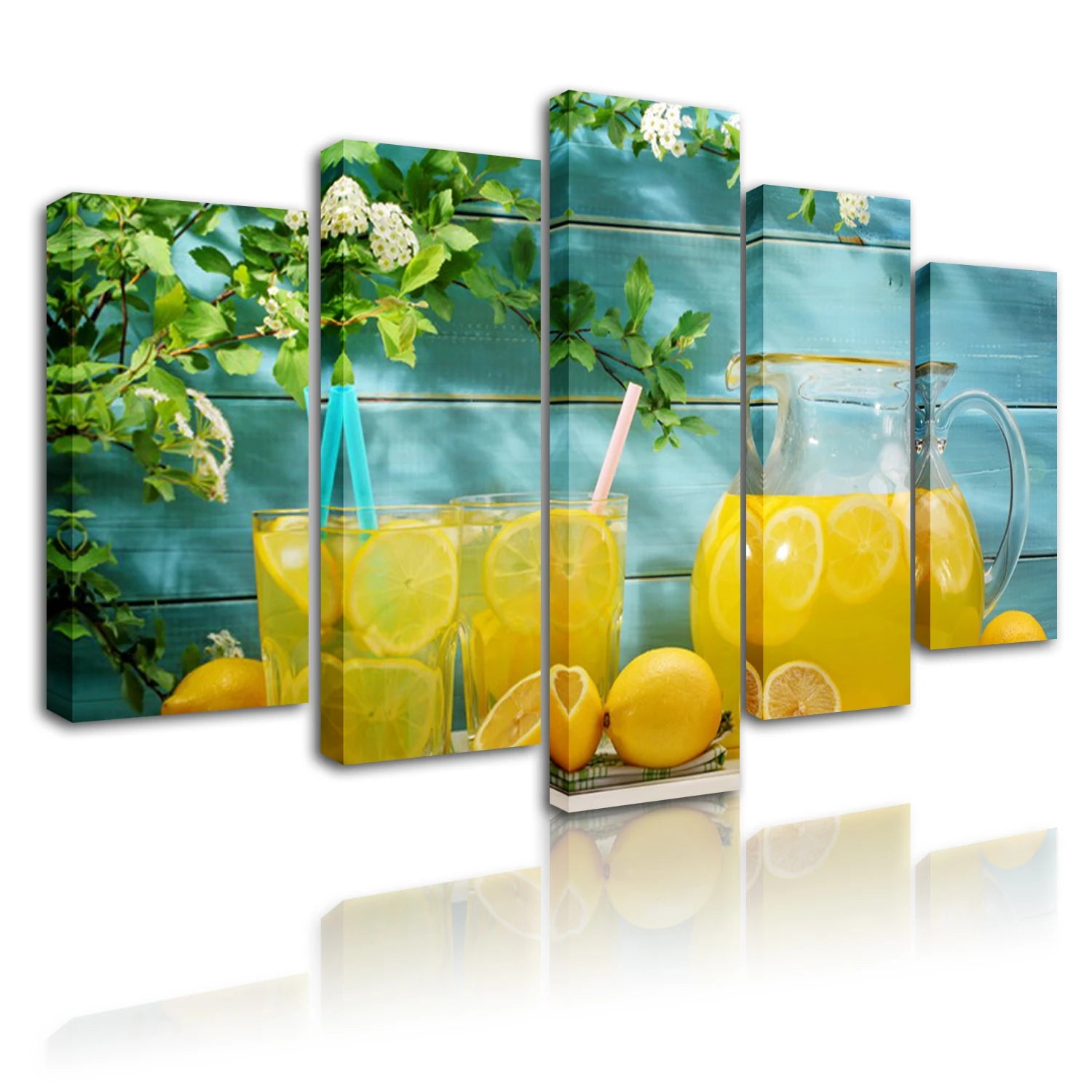 Modern Still Life Fruit Wall Art 5 Panel Framed Canvas Printing Set Home Decor