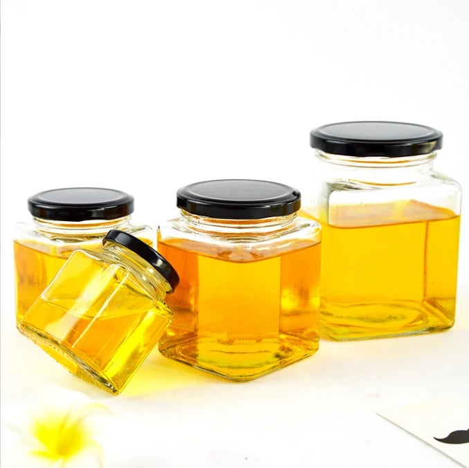 50ml Square Shape Food Grade BPA Free Storage Candy Cookie Jar Transparent Screw Lid Glass Eco-friendly Freshness Preservation