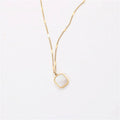 Joolim 18k Gold Plated Dainty White Rectangle Shell Pendant Necklace  Stainless Steel Jewelry Wholesale