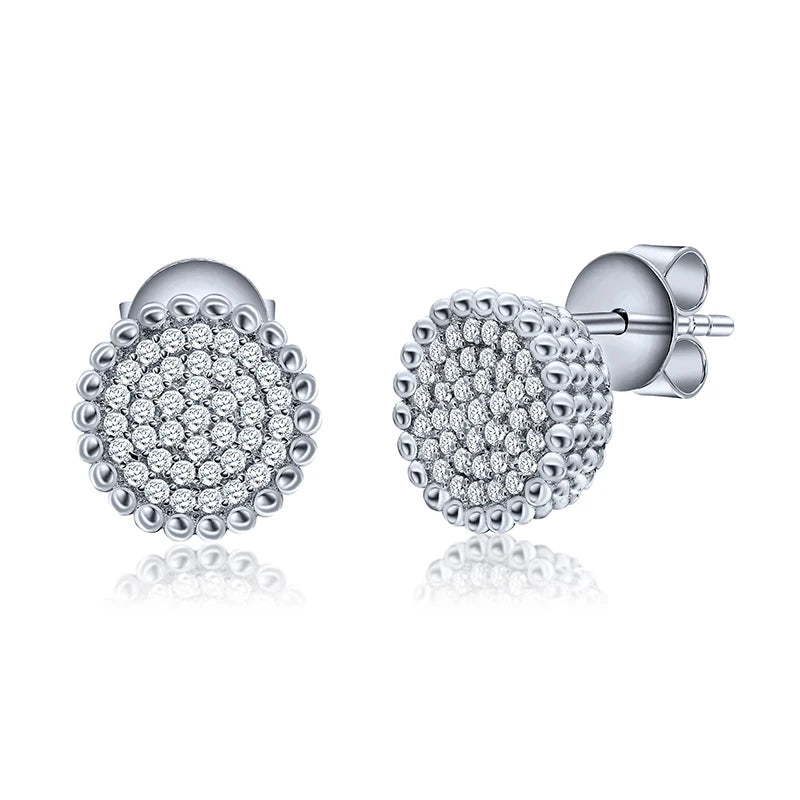 Beauty Women 925 Sterling Silver Round Shaped Ladies Jewelry Custom Zircon 5a 18k Gold Plated Women Party Casual Studs Earrings